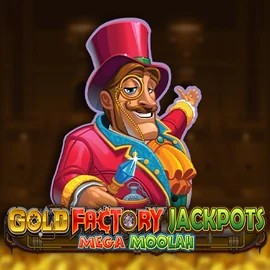 Gold Factory Jackpots Mega Moolah by Aurum Signature Studios, showcased at elitespins.eu – game logo